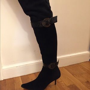 Suede leather over the knee boots